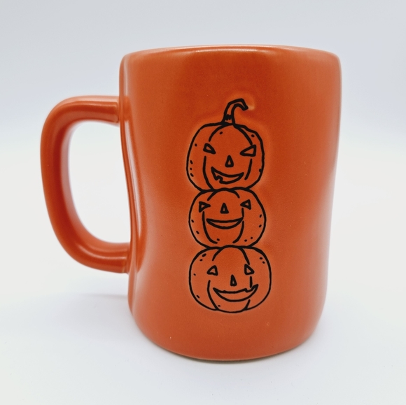 RAE DUNN | "Beware" pumpkins jack-o-lanterns double sided Halloween holiday mug - Picture 3 of 8